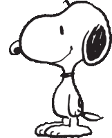 a black and white drawing of snoopy with a rope around his neck