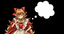 a pixel art drawing of a girl with a thought bubble above her head