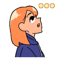 a cartoon drawing of a girl with orange hair