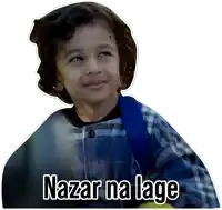 nazar na lage is written on a sticker of a child