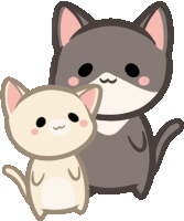 a cartoon drawing of two cats standing next to each other on a white background