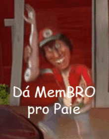 a picture of a cartoon character with the words " da membro pro paie " on it