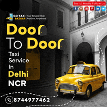 an advertisement for a door to door taxi service in delhi ncr