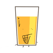 a cartoon drawing of a glass of beer with legs and arms