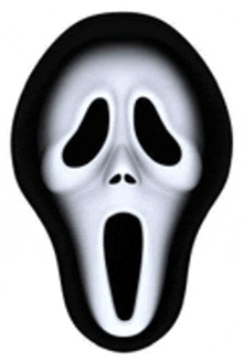 a scream mask with its mouth open on a white background