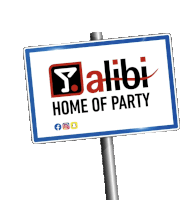 a sign that says malibu home of party on it