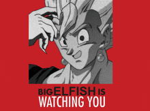 a poster that says bigelfish is watching you with a picture of a person