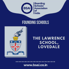 a poster for the lawrence school lovedale with a crest