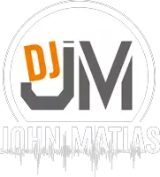 a logo for dj jm is shown with a white background