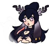 a cartoon drawing of a girl with antlers and a heart on her sweater