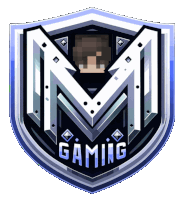 a shield with the word gaming on it and a man behind it