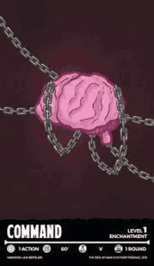 a cartoon illustration of a brain chained to a chain .