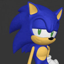 a 3d model of sonic the hedgehog pointing