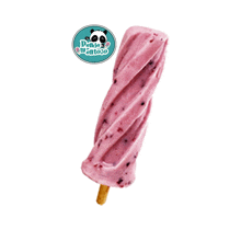 a pink swirl ice cream popsicle with a panda on the sticker