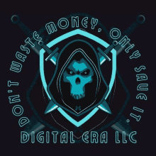 a logo for digital era llc shows a grim reaper in a hood