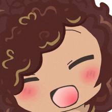 a cartoon drawing of a girl with curly hair making a face