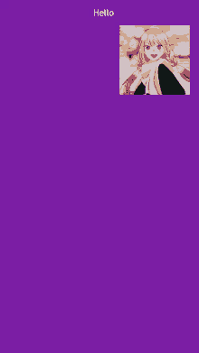 a purple background with a picture of a girl and the words hello on it