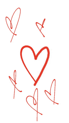 a drawing of red hearts with the letter a in the middle