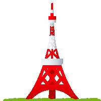 a red and white eiffel tower with a white background