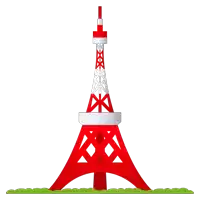 a red and white eiffel tower with a white background