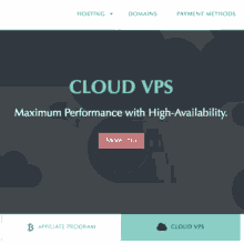 a website advertisement for cloud vps with a red button