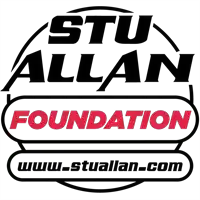 a logo for stu allan foundation with the website www.stuallan.com below it