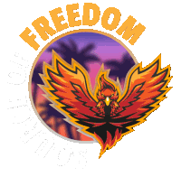 a sticker with a phoenix and the words freedom source of freedom