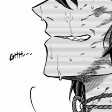 a black and white drawing of a man with a rope around his neck and the word ghhh written on the bottom