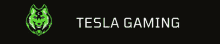 a tesla gaming logo with a green wolf head