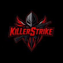 a logo for killer strike has a skull and a gun