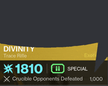 divinity trace rifle has 1810 special and crucible opponents defeated 1000