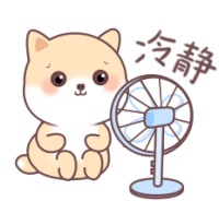 a cartoon dog is sitting next to a fan