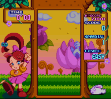 a video game with a girl in a pink skirt and a rabbit