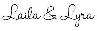the name laila and lyra is handwritten in cursive on a white background