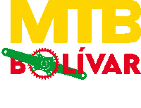 a logo for mtb bolívar shows a green and red gear