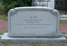 a gravestone that says ci-git on it in french