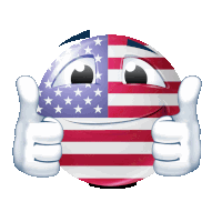 a smiley face with an american flag on it is giving a thumbs up