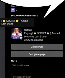 a screenshot of a discord server where someone is playing secret anime