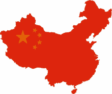 a map of china with the flag on it