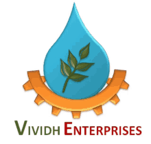 a logo for vividh enterprises with a drop of water