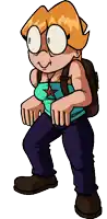 a cartoon drawing of a girl with a backpack