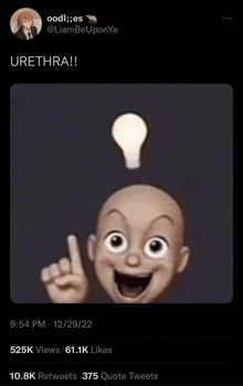 a picture of a cartoon character with a light bulb on top of his head .