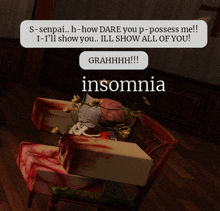 a screenshot of a video game with the word insomnia on it