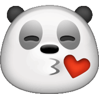 an emoji of a panda bear blowing a kiss with a heart in its mouth