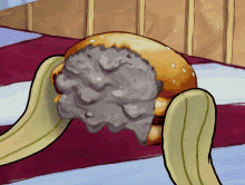 a cartoon drawing of a hamburger on a bun