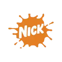 a logo for nick shows a splash of orange paint