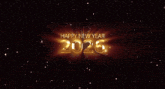 a happy new year 2026 sign with fireworks behind it