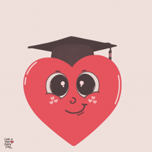 a heart wearing a graduation cap with the words congrats grad on the bottom