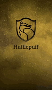 a shield with a fox on it and the word hufflepuff on it