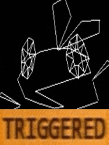 a black and white drawing with the word triggered in the corner